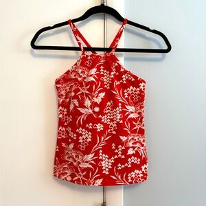 Lucy tropical Red Halter Top. Size XS